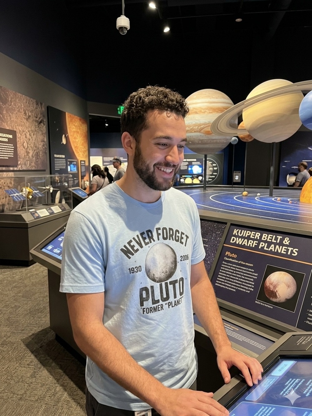 Never Forget Pluto Graphic Tee - Light Blue